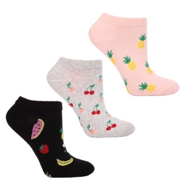 KOLOROWE SKARPETY DAMSKIE STOPKI MIX 3-PARY 35-38