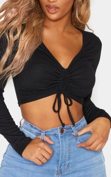 PRETTYLITTLETHING LGH CROP TOP ZE ŚCIĄGACZEM R. S