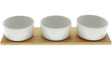 PORCELANOWE POJEMNIKI KUCHENNE NA BAMBUSOWEJ DESCE