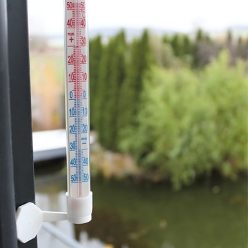 TERMOMETR ZEWNĘTRZNY WEWNĘTRZNY ZAOKIENNY ZA OKNO BALKONOWY OGRODOWY DUŻY