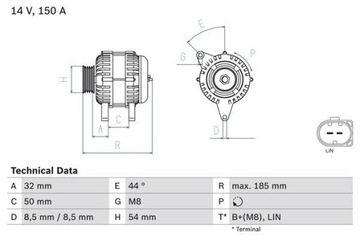 ALTERNÁTOR 150A 0 986 082 150 BOSCH MERCEDES