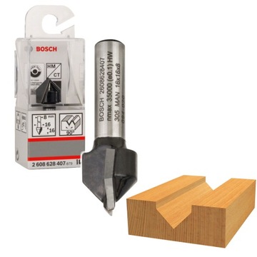 BOSCH Frez do rowków typu V kąt 90°, chwyt 8mm