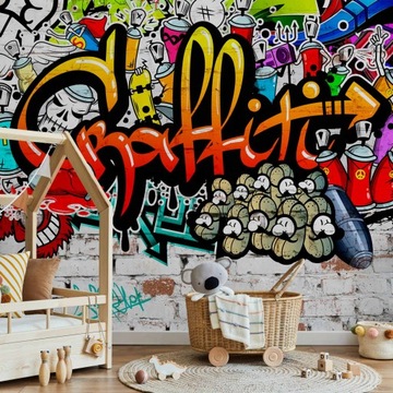 ФОТО ОБОИ ГРАФФИТИ SKATE STREETART НАСТЕНА МОЛОДЕЖНАЯ СПАЛЬНЯ 250x175