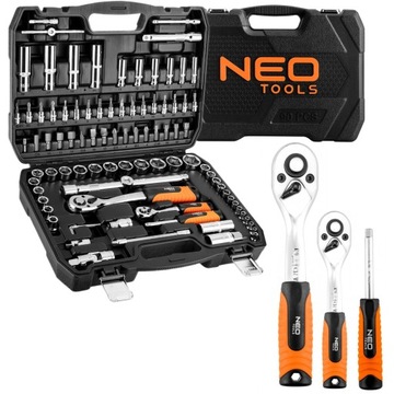 НАБОР ТОРЦЕВЫХ КЛЮЧЕЙ NEO ИЗ 90 ЭЛЕМЕНТОВ. 10-180 1/2-1/4
