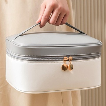 Женская косметичка Легкая косметичка с ручкой Серо-белая