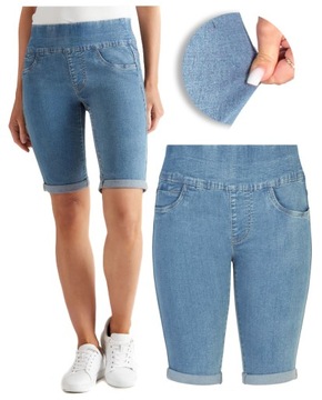 SPODENKI JEANSOWE DAMSKIE bermudy PRZED KOLANO elastyczne modne 44 XXL FIRI