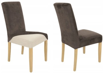 4 SZT POKROWIEC NA KRZESŁO POKROWCE KAKAOWY BRĄZ ELASTYCZNY GRUBY WELUR