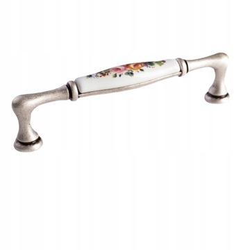 Porcelanowy uchwyt do mebli retro kwiaty 128mm
