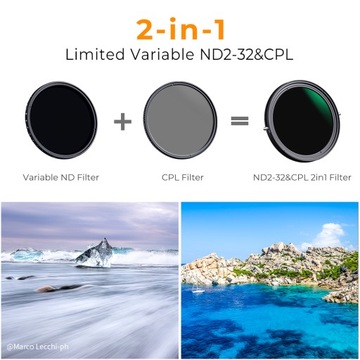 Фильтр 49 мм поляризационный + серый регулируемый ND2-32 Nano X K&F CPL ND2-ND32
