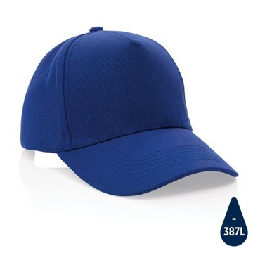 Czapka z daszkiem z recyklingu, niebieska - Impact AWARE, 280 g/m2, 12 x Ø