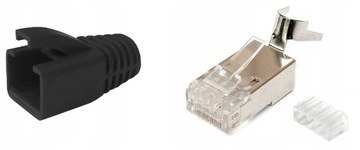 Wtyki RJ45 kat.6A 10kpl STP osłonki czarne