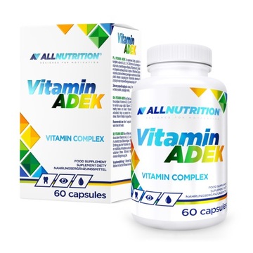 ALLNUTRITION ADEK 60KAP WITAMINA A D3 E K2 MK-7 KOŚCI ODPORNOŚĆ WZROK SKÓRA