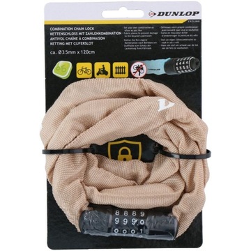 DUNLOP Zapięcie do roweru ŁAŃCUCH hartowany SZYFR