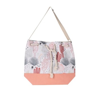 Torba plażowa Excellent Houseware, poliester, 54x44 cm, pomarańczowo-biała