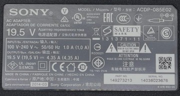 Sony ACDP-085E02 19,5 В 4,35A 85 Вт 6,0x4,3 Питания