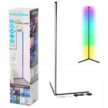 LAMPA PODŁOGOWA NAROŻNA LED GRUNDIG RGB MUSIC SENSOR 140cm + Pilot