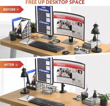 Держатель монитора для двух мониторов до 32 дюймов до 12 кг VESA 75х75 100х100