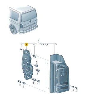 WKŁAD OPRAWA LAMPY VW Transporter T6 tył prawa
