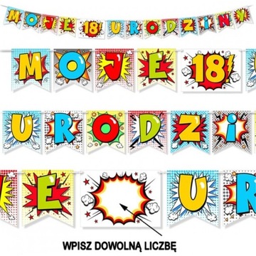 Baner Moje Urodziny Do Wypisu 242 CM 18 urodziny