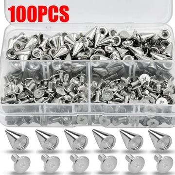 10/100 шт круглые конические заклепки шипы металлические завинчивающиеся шпильки серебро DIY