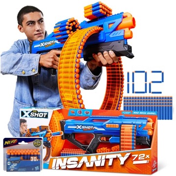 PISTOLET X-SHOT INSANITY MAD MEGA BARREL +STRZAŁKI NERF
