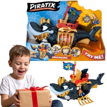 Piratix king shark golden teeth rekin z klatką figurka dla dzieci prezent