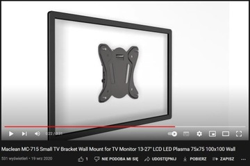 REGULOWANY UCHWYT WIESZAK do TV TELEWIZORA 13-27''