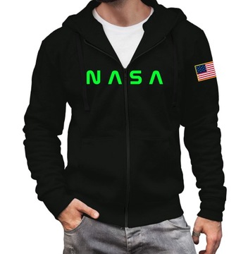 Bluza NASA męska z kapturem ROZPINANA, CZARNA S