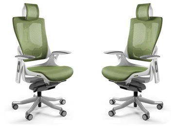 Fotel Obrotowy WAU 2 Zielony Biurowy Siatka Ergonomiczny Wysoki Biały 130kg