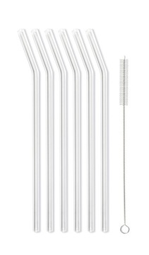 Słomki szklane zakrzywione Vialli Design VITA 23cm (6szt.) + szczoteczka