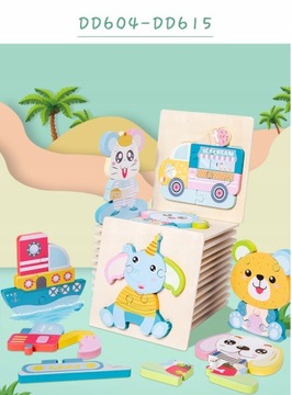 Игрушка Монтессори Детские Деревянные Игрушки Головоломки Мультфильм