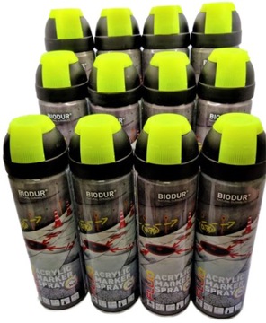 Farba Geodezyjna spray do znakowania 12 szt ŻÓŁTY