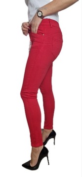 Spodnie Damskie Czerwone Jeansowe Klasyczne Rurki