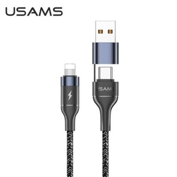 USAMS KABEL PLECIONY USB-C/USB/LIGHTNING 30W