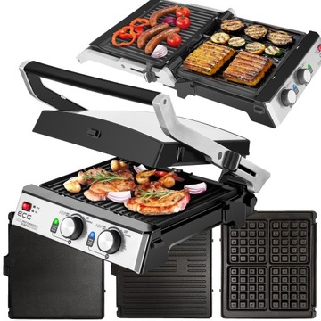 Электрический гриль PANINI WAFFLE MAKER 2000W ECG 3в1
