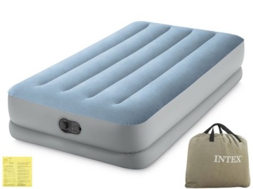 Materac Dmuchany Łóżko do Spania z Pompką USB Intex Welurowy MODEL 2024