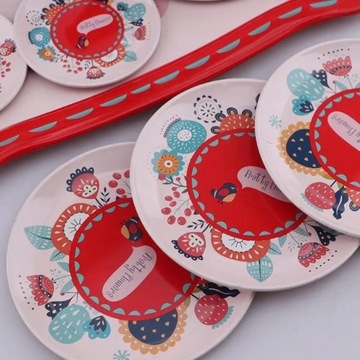 БОЛЬШОЙ ЧАЙНЫЙ НАБОР ЦВЕТОВ ПОДНОС ТАРЕЛКИ ЧАШКИ КУХОННЫЙ НАБОР