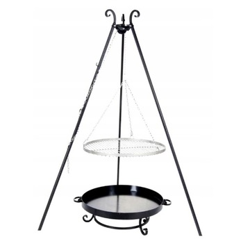 GRILL OGRODOWY TRÓJNÓG RUSZT INOX+ PALENISKO 70CM