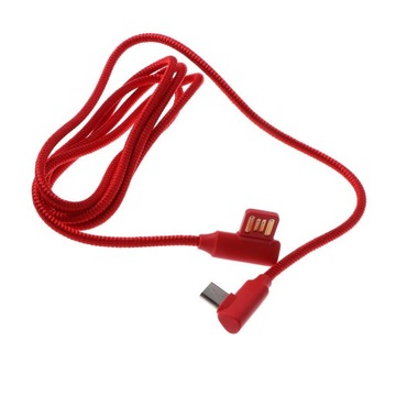 USB-кабель для зарядки, нейлоновая оплетка, кабель 90 градусов, синхронизация, красный