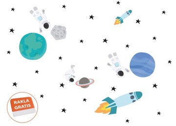 Naklejka na ścianę dla dzieci kosmos astronauta