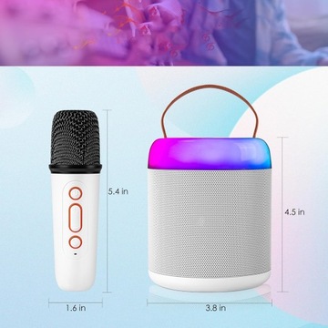 ПОРТАТИВНАЯ КАРАОКЕ-ДИНАМИКА С МИКРОФОНАМИ, BLUETOOTH 5.0, СВЕТОДИОДНОЙ ПОДСВЕТКОЙ