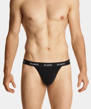STRINGI MĘSKIE ATLANTIC MP1572 SLIPY Z ODSŁONIĘTĄ PUPĄ CZARNE *L*