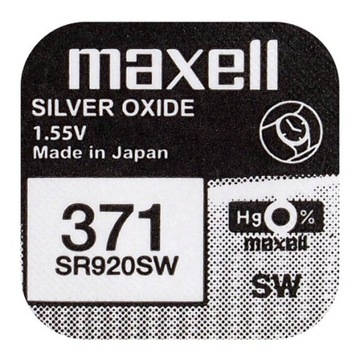 БАТАРЕЯ ДЛЯ ЧАСОВ MAXELL 371 SR920SW SR69 СЕРЕБРЯНАЯ