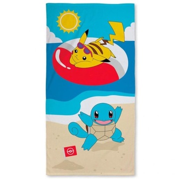 Ręcznik kąpielowy dla dziecka FROTA Pokemon żółty Pikachu i żółw Squirtle