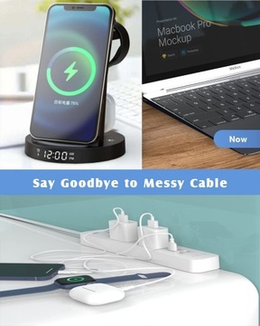 БЕСПРОВОДНОЕ ЗАРЯДНОЕ УСТРОЙСТВО 3 В 1 CW350 ТЕЛЕФОН-ЧАСЫ