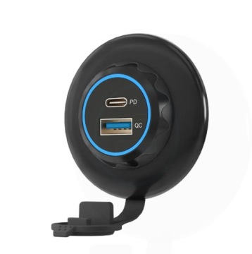 PD3.0 QC3.0 USB зарядное устройство 12V 24V LED синий круглый 48W