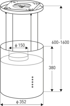 Подвесной островной капюшон Tango черный матовый