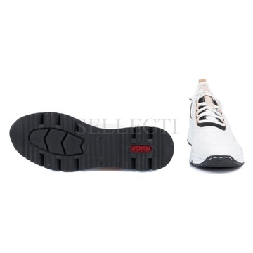 Damskie półbuty RIEKER N6359-80 białe sneakersy na obcasie r. 42 SELLECTI