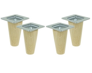 4x Noga do mebli, stolika drewniana, dąb surowa prosta, zestaw 10 cm