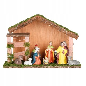 HI Деревянный рождественский вертеп со светодиодной подсветкой